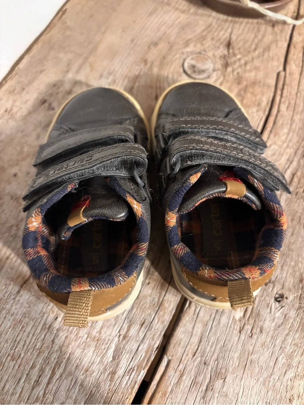 Kids Casual Double-Strap Leather Sneaker - Dark Gray